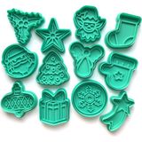 Feyza Design 12'li Yılbaşı Kurabiye Kalıp Seti Noel Baba, Elf, Melek, Kar Tanesi Hediye - Antrasit