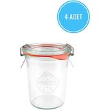 Feyza Design 140 ml Plastik Kavanoz Seti (4 Adet) – Şeffaf ve Kullanışlı - Ahşap - Beyaz