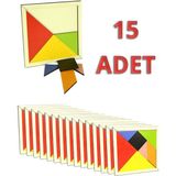 Feyza Design 15'li Renkli Tangram Seti - Eğitici Ahşap Zeka Oyunu - Seçenek 1 - 001-Renkli