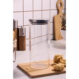 Feyza Design 1600 ml Cam Saklama Kabı, Vakum Kapaklı, Güçlü ve Şık Tasarım - Ahşap - Seçenek 1