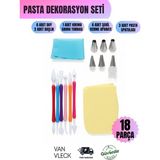 Feyza Design 18 Parça Pasta Dekorasyon Seti, Duy, Spatula, Krema Torbası, Şekil Verme Çubukları - Cappuccino