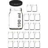 Feyza Design 190 ml Şeffaf Bebek Mama Kavanozu 20 Adet, Siyah Metal Kapaklı, Sağlıklı Kullanım - Ahşap
