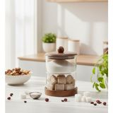 Feyza Design 2 Katlı Cam Saklama Kabı Ahşap Kapaklı Çok Amaçlı Düzenleyici - Seçenek 1