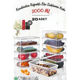 Feyza Design 20 Adet 2lt Derin Dondurucu Saklama Kabı, Kendinden Kapaklı, Pratik ve Dayanıklı - Altın - Seçenek 1