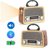 Feyza Design 2025 Yeni Tasarım Retro Radyo Bluetooth Müzik Kutusu Şarjlı Fenerli - Ahşap - Ceviz