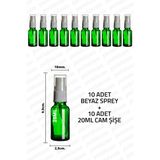 Feyza Design 20ML Yeşil Beyaz Sprey Şişe 10'lu Set, Kolonya ve Dezenfektan Için - Ahşap
