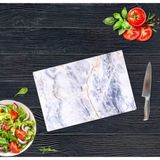 Feyza Design 20X30CM Mavi Mermer Görünümlü Cam Kesme Tahtası - Ahşap - Bej - Seçenek 1