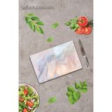 Feyza Design 20X30CM Mermer Görünümlü Cam Kesme Tahtası - Ahşap - Bej - Seçenek 1