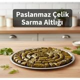 Feyza Design 24 cm Paslanmaz Çelik Metal Dolma ve Sarmalık Altlığı, Süzgeçli Tepsi - Antrasit - Seçenek 1