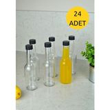 Feyza Design 24'lü Şeffaf Cam 250 ml Süt ve Meşrubat Şişesi Seti - Ahşap