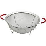 Feyza Design 28CM Metal Tel Sepet ve Süzgeç, Silikon Kaplı, Kulp ve Metal Çerçeve - Antrasit