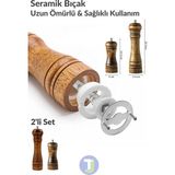 Feyza Design 2'li Ahşap Öğütücü Set (14+22CM) Baharat, Tuz, Kahve Değirmeni - Seçenek 1