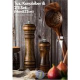 Feyza Design 2’li Ahşap Öğütücü Set (14+22CM) – Baharat, Tuz ve Kahve Değirmeni - Seçenek 1