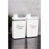 Feyza Design 2'li Kendinden Ölçekli Deterjanlık Seti, 3 Litre, Renkli ve Beyaz - Ahşap - Seçenek 1