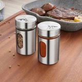 Feyza Design 2'li Metal Kaplamalı Cam Tuz ve Baharatlık Seti, Şık ve Kullanışlı - Seçenek 1