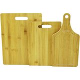 Feyza Design 3 Boy Ahşap Bambu Kesim Panosu Seti, Çoklu Boyut Seçenekleri - Açık Bej - Seçenek 1