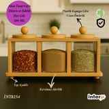 Feyza Design 3 Gözlü Bambu Baharatlık Çok Amaçlı Mutfak Organizeri 32X17 cm - Seçenek 1