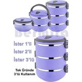 Feyza Design 3 Katlı Pratik Yemek Termosu ve Saklama Kabı Seti - Amber - Seçenek 1
