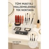 Feyza Design 3 Katlı Şeffaf Akrilik Makyaj ve Takı Organizeri, Kompakt ve Dayanıklı - Ahşap