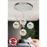 Feyza Design 3 Renkli Toplu Kumandalı Modern LED Avize, Krom Kasa, 4 Lü Top Ledli - Altın - Gri - Seçenek 1