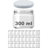 Feyza Design 300 ml Şeffaf Cam Kavanoz 24'lü, Metal Kapaklı, Konserve ve Saklama Seti - Ahşap - Beyaz