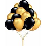 Feyza Design 30'lu Metalik Gold-Siyah Balon Seti - Hobi ve Parti Malzemeleri - 52X38 AMERİKAN SERVİSİ 35X35 PEÇETELER - 001-Renkli