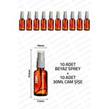 Feyza Design 30ML Beyaz Amber Sprey Şişe, 10'lu Set, Kolonya ve Dezenfektan Şişesi - Altın