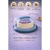 Feyza Design 35 cm Kapaklı Yuvarlak Pasta ve Kek Saklama Kabı, Taşıma ve Koruma - Amber - Seçenek 1