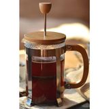 Feyza Design 350 ml French Press, Şık ve Pratik Kahve Demleme Aracı - Seçenek 1 - Ahşap - Beyaz