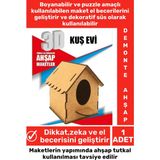 Feyza Design 3D Zeka Geliştirici Boyanabilir Puzzle Ahşap Dekoratif Oyuncak - Seçenek 1 - 001-Renkli