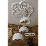 Feyza Design 3'lü Beton Görünümlü Rustik Sarkıt Modern Avize, E27 Ampul Dahil - Ahşap - Beyaz - Seçenek 1