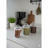 Feyza Design 3'lü Borosilikat Cam Kavanoz Seti, Vakumlu Kapak, 350 ml - Ahşap