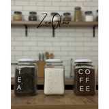 Feyza Design 3’lü Cam Saklama Kabı Seti, Çay, Şeker, Kahve Için 850 ml - Ahşap - Beyaz