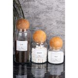 Feyza Design 3'lü Cam Saklama Kabı Seti, Top Kapaklı, Çay, Şeker, Tuz Için - Altın