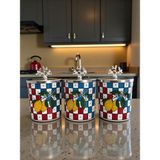 Feyza Design 3'lü Metal Baharatlık Silindir Seti, Damalı Limon Desenli, 750 Ml, Gümüş - Seçenek 1