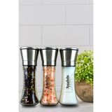 Feyza Design 3'lü Metal Başlıklı Cam Karabiber ve Tuz Öğütücü Set 235G - Seçenek 1