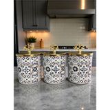 Feyza Design 3'lü Metal ve Seramik Baharatlık Seti, 750 Ml, Mercan Gold, Feray Home - Seçenek 1