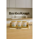 Feyza Design 3'lü Vakumlu Bambu Kapaklı Porselen Baharatlık Seti, Standlı, 660 ml - Seçenek 1