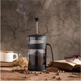 Feyza Design 400 ml Siyah French Press, Şık ve Kullanışlı Kahve Demleme Aracı - Seçenek 1 - Ahşap