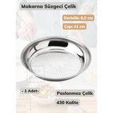 Feyza Design 41 cm Paslanmaz Çelik Makarna Süzgeci, Dayanıklı ve Pratik Kullanım - Ahşap - Ceviz - Seçenek 1
