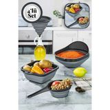 Feyza Design 4'lü Katlanır Süzgeç Seti, Mutfak Çeyiz Hazırlığı Için Perfect - Altın - Seçenek 1