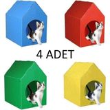 Feyza Design 4’lü Kedi ve Köpek Evi Kulübesi Seti, Renkli ve Taşınabilir - Seçenek 1