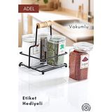 Feyza Design 4'lü Metal Standlı Mika Baharatlık Seti, 250 Cc, Etiket Hediyeli - Seçenek 1