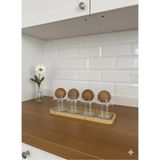 Feyza Design 4’lü Top Kapaklı Mini Baharatlık Seti, Kaşık Hediye, Standlı, Şık Tasarım - Seçenek 1