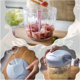 Feyza Design 5 Bıçaklı El Rondosu, Büyük Boy Sebze ve Soğan Doğrayıcı - Açık Bej