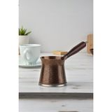 Feyza Design 5 Kişilik Ahşap Saplı Telveli Döküm Cezve, Indüksiyon Uyumlu 300 ml - Seçenek 1 - Açık Bej
