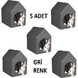 Feyza Design 5'li Gri Plastik Kedi Köpek Evi Kulübesi, Taşınabilir ve Demonte - Seçenek 1