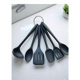 Feyza Design 6 Parça Silikon Mutfak Servis Seti, Yıkanabilir ve Dayanıklı, 21CM - Ahşap - Seçenek 1