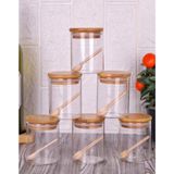 Feyza Design 6’lı Bambu Kapaklı Cam Baharatlık Seti, 250 Ml, Şık ve Kullanışlı Ürün - Seçenek 1