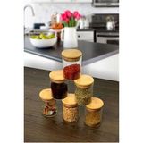 Feyza Design 6'lı Bambu Kapaklı Cam Baharatlık Seti, 300 Ml, Şık ve Kullanışlı Tasarım - Seçenek 1